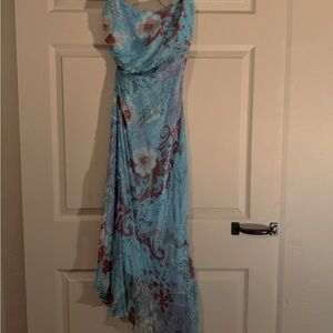 Y2K beautiful Rimini red and blue floral, sequined maxi dress!